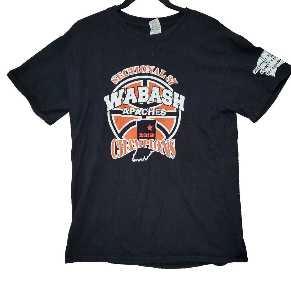 Wabash Apaches Basketball 2019 Sectional 37 Champions T-Shirt Men’s Medium